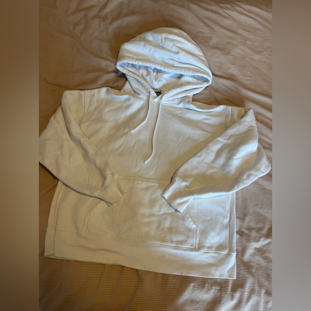 Aritzia Cozy Fleece White Hoodie